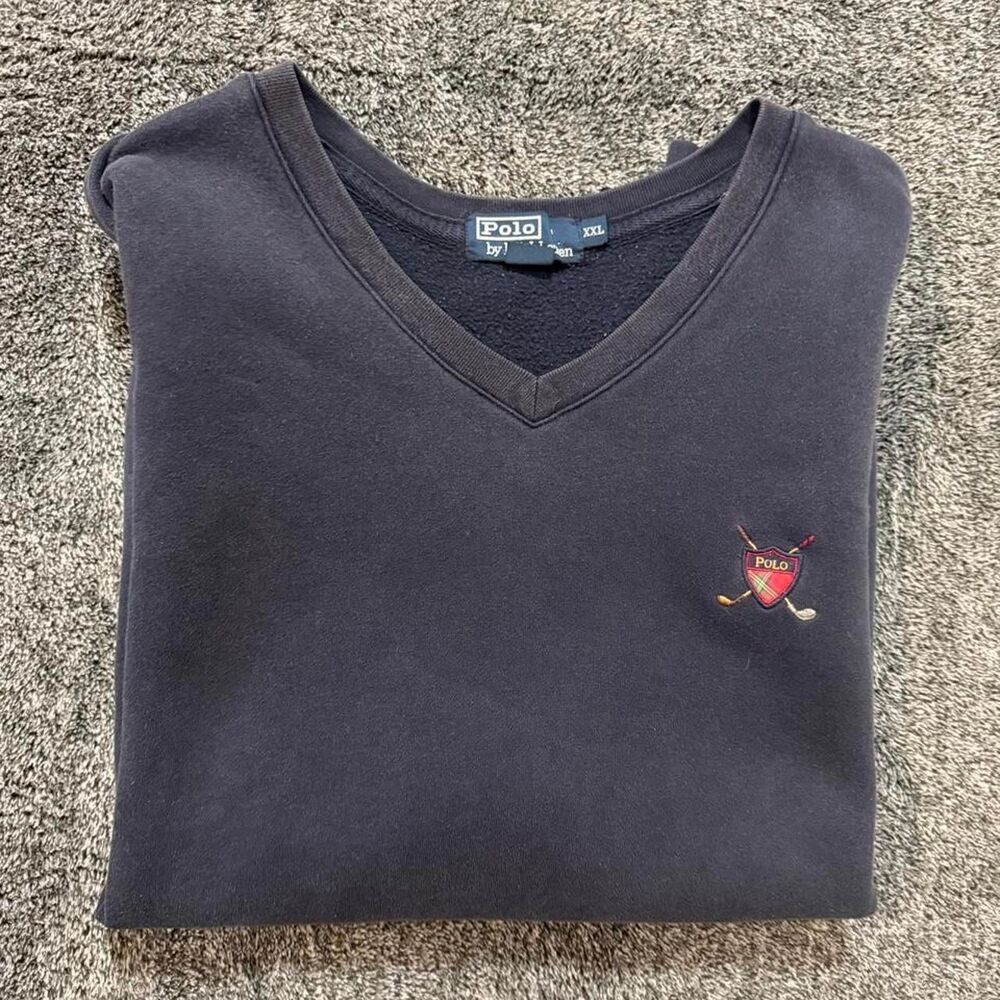 Vintage 90s embroidered Polo Ralph Lauren navy blue sweater vest Size XXL